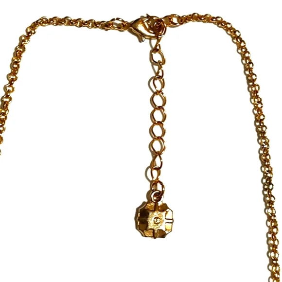 MONET VINTAGE GOLD-TONE DARK GRAY AND CLEAR RHINESTONE Y-SHAPED 15-18" NECKLACE - Picture 6 of 9